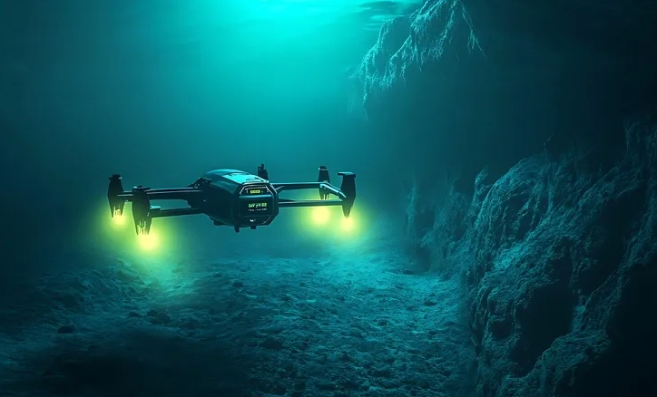 Close-range underwater drone service used for marine inspection
